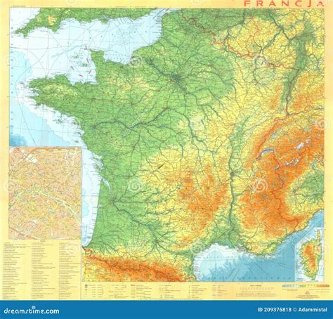 France Physical Map Editorial Stock Photo Image Of Roads