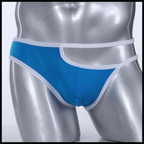 Aliexpress Com Buy Gay Sexy Underwear Man Ice Silk Cut Outs Bulge Mini Briefs Panties Male