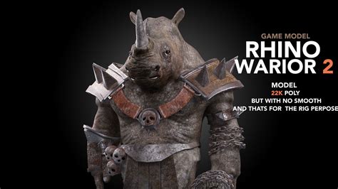 3d Model Rhino Warrior Game Character Version 2 Vr Ar Low Poly
