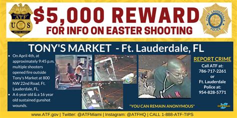 Atf Fort Lauderdale Police Department Offer 5000 Reward For Information Leading To Arrests