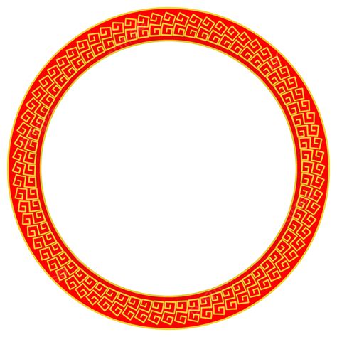 Chinese Style Circle Round Frame Red Gold Vector Art Frame Chinese
