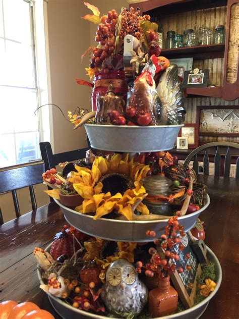 3 Tier Fall Pumpkin Centerpiece Table Decor Home And Living Statues