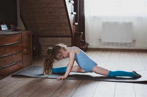 Girls Stretching For Gymnastics