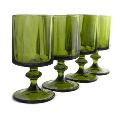 green pedestal water goblets set of four etsy vintage goblets water goblets goblet