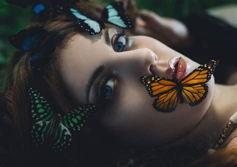 Girl And Butterflies By Rebeca Saray