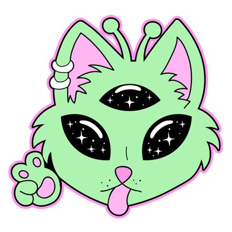 Three Eyed Alien Cat Sticker Sticker Mania