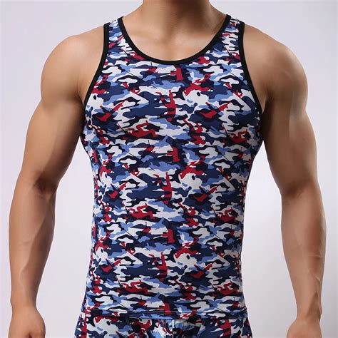 Fashion Brand Man Fitness Bodybuilding Camouflage Tank Tops Gay