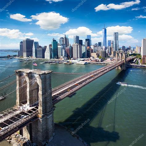 Brooklyn Bridge à New York Vue Aérienne Image Libre De Droit Par