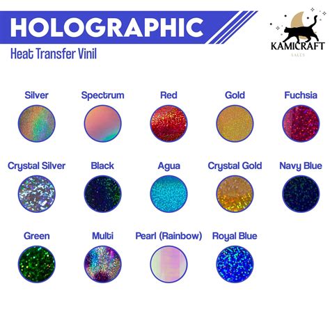 Holographic Htv Heat Transfer Vinyl Sheets Kamicrafts Etsy Canada