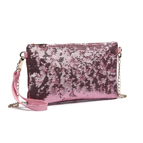 Lh1765 Miss Lulu Sequins Clutch Evening Bag Pink