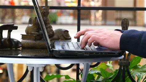 Male Hands Typing Keyboard Laptop Shopping Mall Stock Photos Free