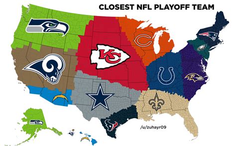 Closest Nfl Playoff Team To Each Us County Nfl