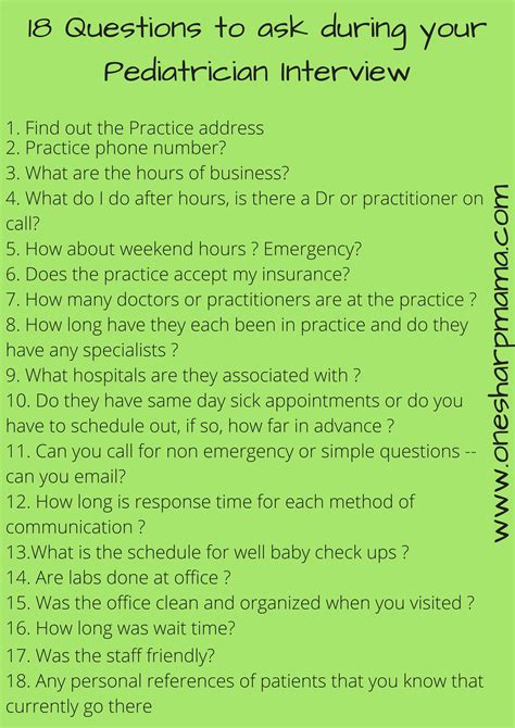 Pediatrician Interview Questions One Sharp Mama Pediatrician