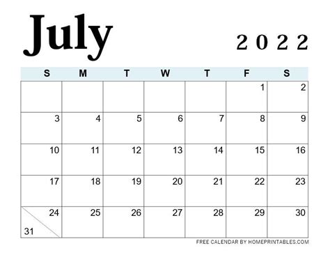 July 2022 Calendar Printable 23 Cute Designs To Choose From