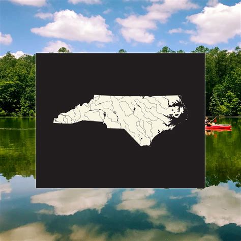 North Carolina Map Of Rivers And Lakes In Custom Colors And Etsy