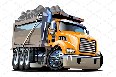 vector cartoon dump truck custom designed illustrations creative market
