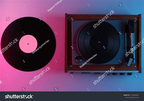 Retro Vinyl Record Player Vinyl Plates Stock Photo 1432899854