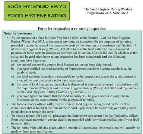 Excerpts from the food hygiene regulation. The Food Hygiene Rating (Wales) Regulations 2013