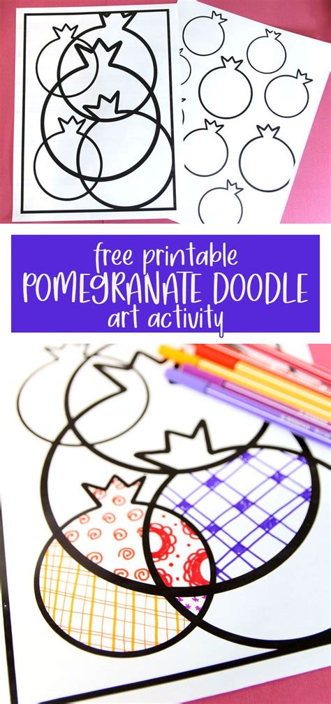 Pomegranate Doodle Art Activity A Free Printable In 2022 Art