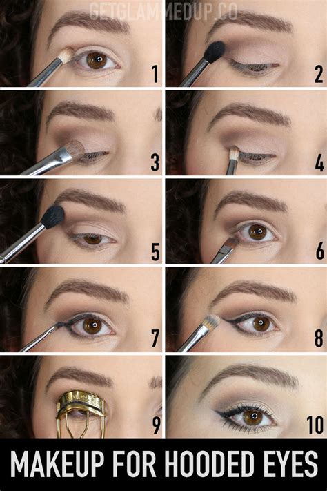 After the purple, she uses a dark brown eyeshadow on the outside of the crease. VIDEO: Eye Makeup for Hooded Eyes - How to Apply Eyeshadow, Liner, Brows: GetGlammedUp ...
