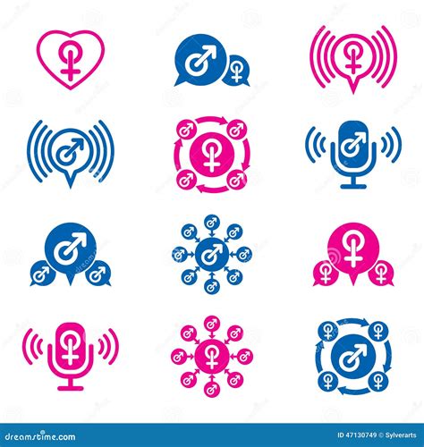 Male And Female Unusual Sex Theme Vector Icons Set Stock Vector Illustration Of Element