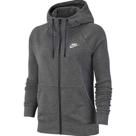 Womens Nike Essential Fleece Full Zip Hoodie Dark Grey Heather