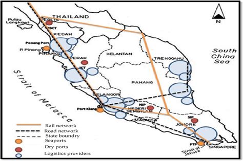 Mapping The Location Of Seaports And Dry Ports In Malaysia Source