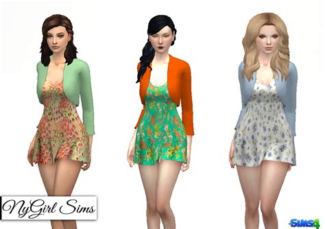Nygirl Sims 4 Floral Dress With Crop Jacket