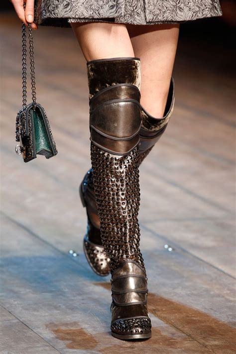 Female Medievalarmor Inspired Fashion Boots Dolce And Gabbana