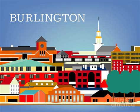Burlington Vermont Horizontal Skyline Digital Art By Karen Young Fine