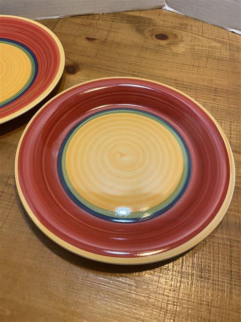 Royal Norfolk Mambo Dinner Plate With Yellow Orange Center Ebay