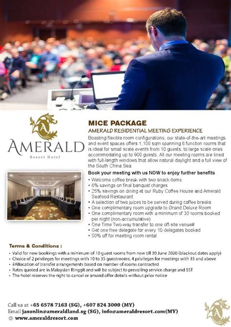 Моля, уведомете предварително amerald resort hotel desaru за очаквания час на пристигането ви. Meeting & Event - Amerald Resort Hotel Desaru