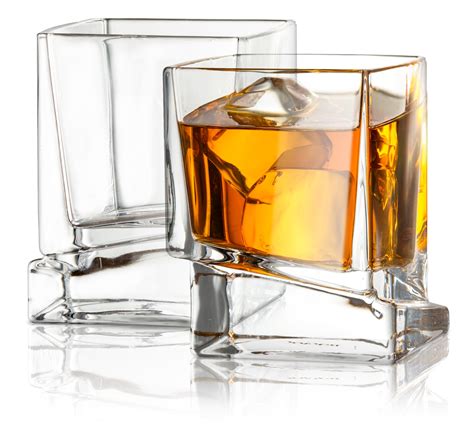 Buy Joyjolt Carre Square Scotch Glasses Old Fashioned Whiskey Glasses 10 Ounce Ultra Clear