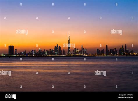 Beautiful View Of The Dubai Skyline In Uae From Dubai Creek Harbour