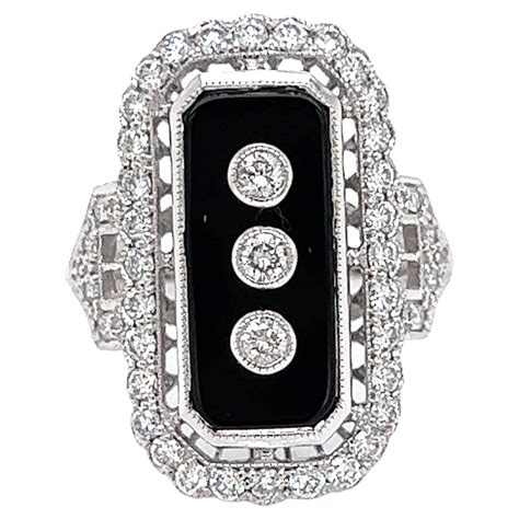 black onyx and diamond white gold swirl ring for sale at 1stdibs