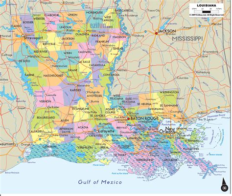 Map Of Louisiana With Cities Towns Counties And Roads