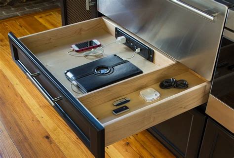 Cell Phone Charging Station With Electronics Drawer Kitchen