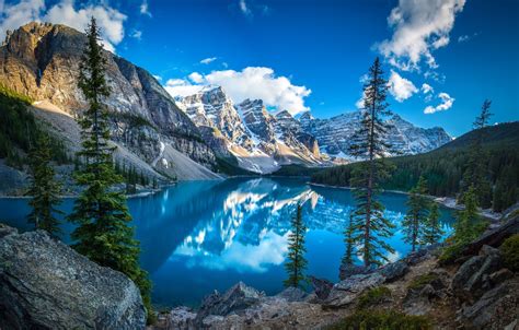 Обои небо горы озеро канада леса картинки на рабочий стол раздел