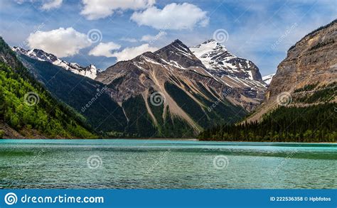 The Turquoise Water Of Kinney Lake In Robson Provincial Park Stock