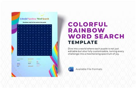 Colorful Rainbow Word Search Template Download In Word
