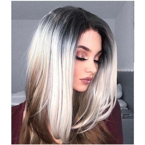 Women Synthetic Ombre Gray Linen Wig 22 Hair Straight Side Part Women