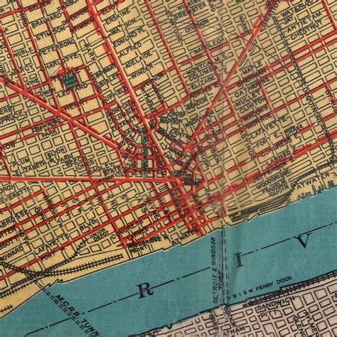 Large Map Of Detroit Mi 1930 Vintage Detroit Map Up By Robertsmaps