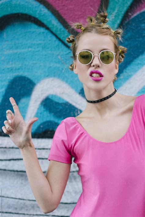 Beautiful Babe Woman With Sunglasses Making A Silly Face By Stocksy Contributor Branislava