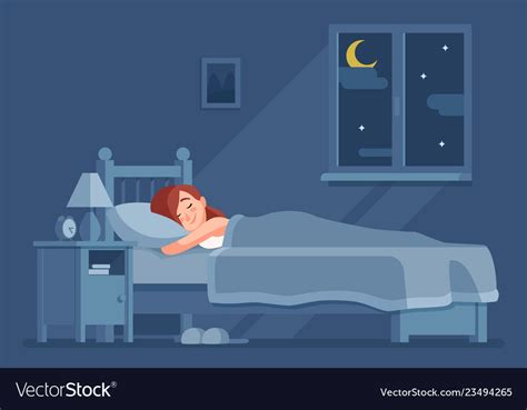 lady sleeping at night woman sleep in bed under vector image