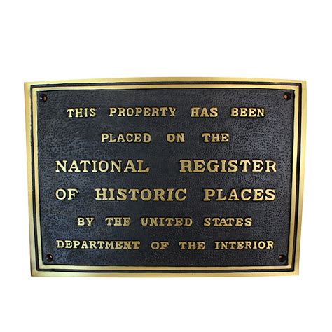 National Register Of Historic Places Wall Plaque Solid Brass Old