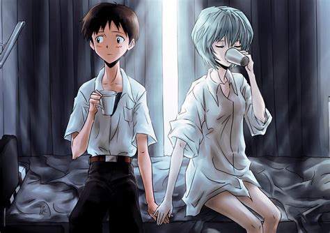 Ayanami Rei And Ikari Shinji Neon Genesis Evangelion Drawn By