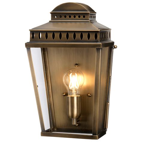 Traditional Solid Antique Brass Outdoor Flush Wall Lantern Ip44