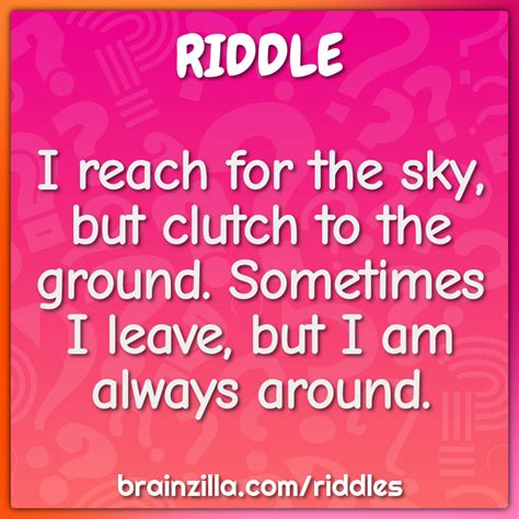 I Reach For The Sky But Clutch To The Ground Sometimes I Leave But Riddle Answer