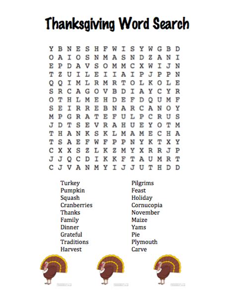20 Thanksgiving Word Searches Kitty Baby Love
