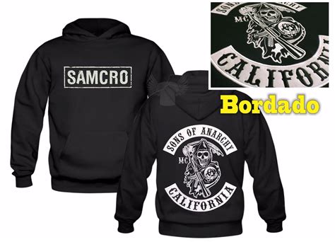 Canguru Bordado Samcro Sons Of Anarchy Moletom Blusa Moleton R 220